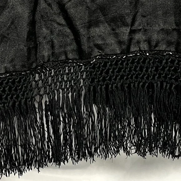 Antique Victorian Fortune Teller Topper Dress Top Black Satin Beaded & Tassels - Picture 9 of 16